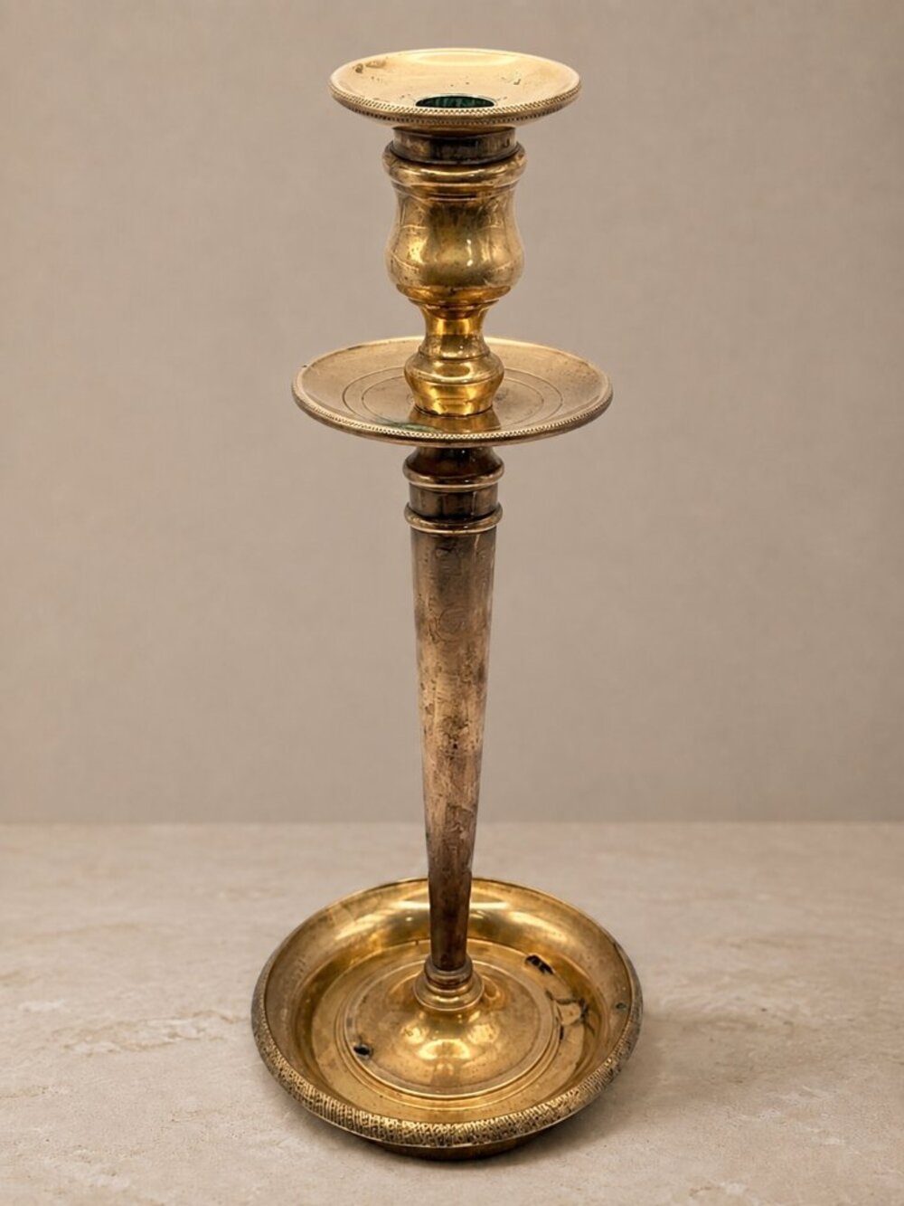 Maitland Smith Vintage Solid Brass Chamberstick Candle Holder 12"